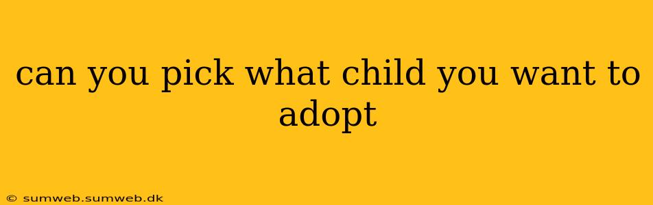 can you pick what child you want to adopt